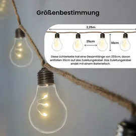 STAR Trading LED Lichterkette mit 10 Glühbirnen, für den Innenbereich, batteriebetrieben mit Timer, warmweißes Licht, IP20, dekorative Lichterkette Glühbirnen für den Innenbereich