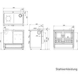 Justus Rustico-90 2.0 Küchenofen Stahl Weiß, Backfach links