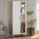 Forte Vitrine Vankka 84,7 x 42 x 201,5 cm Beige/Weiß