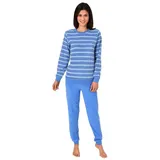 RELAX by Normann Normann Frottee Pyjama für Bündchen und geringelten Oberteil - 49946 in hellblau | 44-46