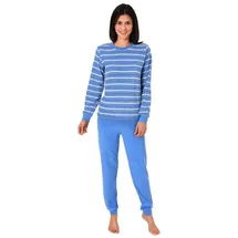 RELAX by Normann Normann Frottee Pyjama für Bündchen und geringelten Oberteil - 49946 in hellblau | 44-46