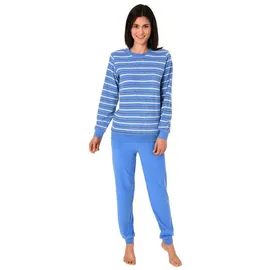 RELAX by Normann Normann Frottee Pyjama für Bündchen und geringelten Oberteil - 49946 in hellblau | 44-46