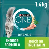 PURINA ONE BIFENSIS Indoor Formula Katzenfutter trocken für Hauskatzen, reich an Truthahn, 6er Pack (6 x 1,4kg)