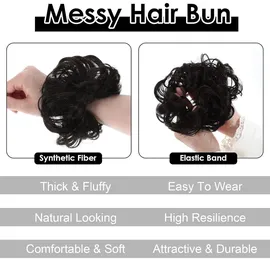 luxuskollektion 2er Set Echthaar Haargummi Dutt Gelockt