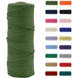 MORAINJAY Makramee Garn 3 mm, Makramee Garn Avocadogrün, Makramee Baumwollgarn 3mmx100m, Baumwollkordel Natur, Baumwoll Bastelschnur für Basteln Stricken Boho Deko DIY Handwerk Wandbehang Wohnzimmer