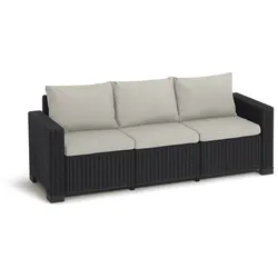 Allibert California 3-Sitzer – Anthrazit mit Kissen in Sand | Wetterfestes Loungemöbel für Garten & Terrasse