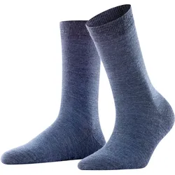 Socken FALKE "Softmerino", Damen, Gr. 35-36, dunkelblau meliert, Materialmix, unifarben, normal, Socken, wärmend, hohe Feuchtigkeitsaufnahme, atmungsaktiv, klimaregulierend