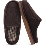 ONCAI Hausschuhe Herren mit Orthopädische Arch Support, Komfort Baumwolle Memory Foam Plantar Fasciitis Haus Hausschuhe Warme Clogs Indoor Outdoor Rutschfest Gummisohle Filz Braun Größe 48 - 48 EU