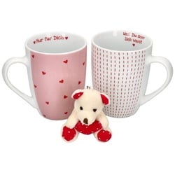 MamboCat Becher 2er Set Nina Kaffeebecher 200ml rosa Valentinstag Geschenk Trinkbecher, Porzellan