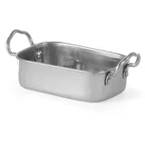 HENDI Mini-Bräter mit Griffen, zum Servieren von Snacks und Speisen wie Salaten, Servierplatte, Tischpräsentation, Tablett, Snack-Pfanne, 196x94x(H)70mm, Edelstahl