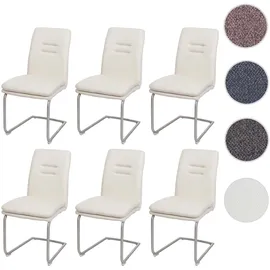 Mendler Esszimmerstuhl HWC-H70 Stoff creme-beige 6er Set