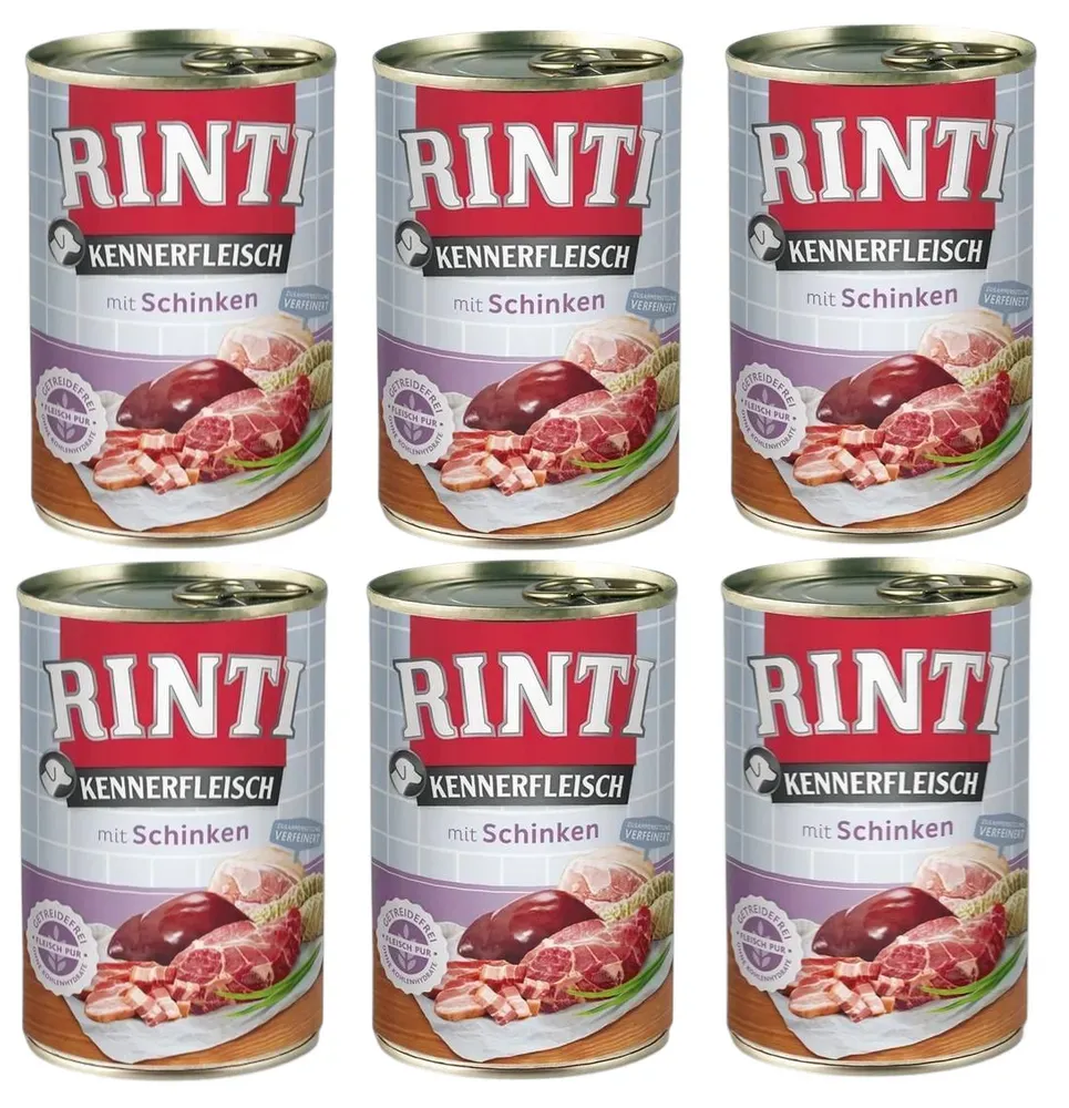 Rinti Kennerfleisch Schinken Nassfutter für Hunde - Schinken 6x400g (Rabatt für Stammkunden 3%)