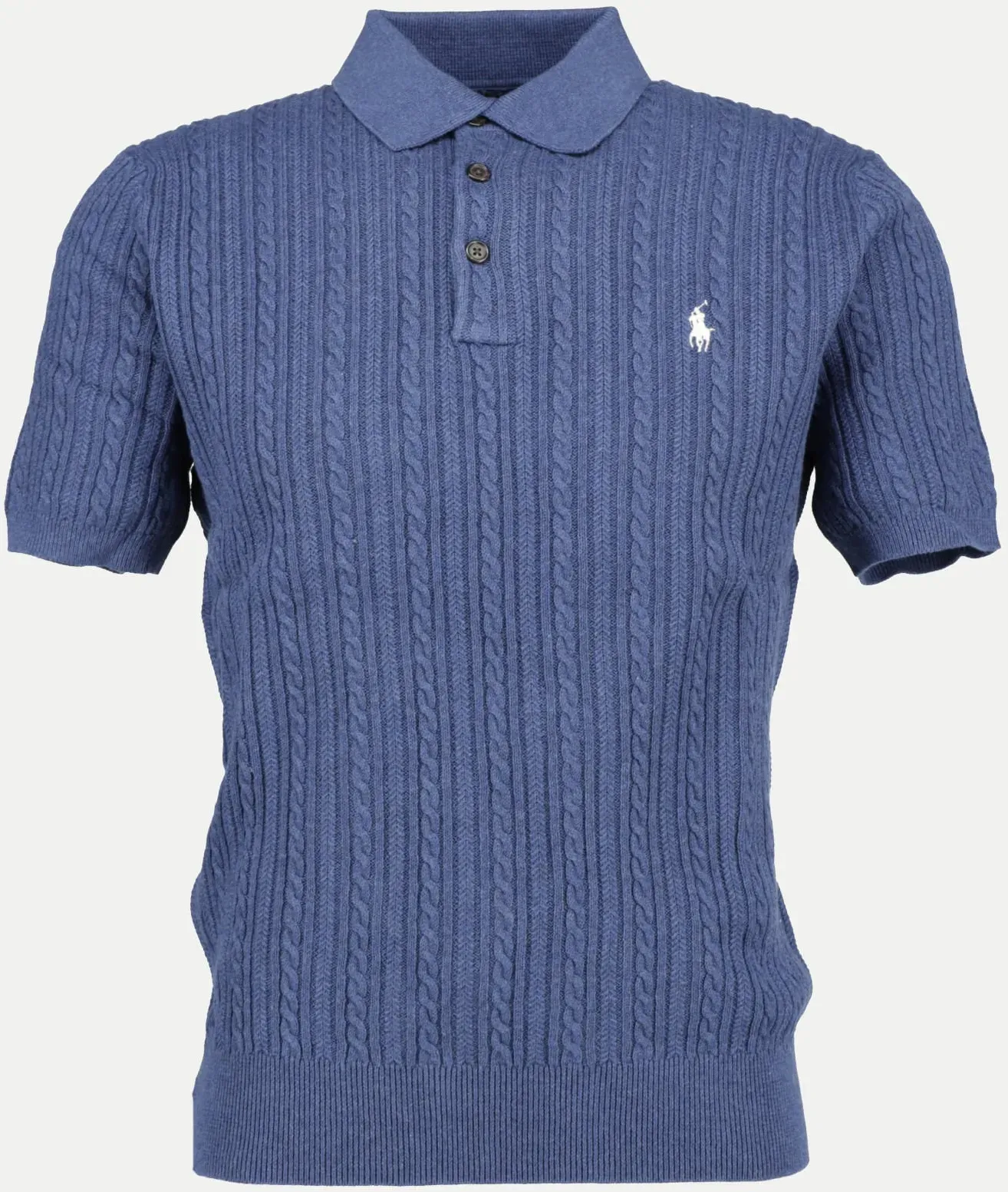 Halbarm Strickpolo Blau S