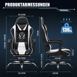 colamy Gaming-Stuhl Weiß PC