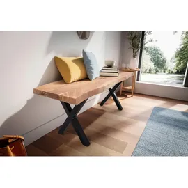 MID.YOU Sitzbank 120 x 40 x 45,5 cm Akazie Massivholz / Metall mit Baumkante