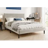 home collective Bett mit Lattenrost und weichem Bezug, Bettgestell 140x200 und 160x200 cm Beige, Samtbezug - Beige