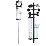 Ejoyous 3 in 1 Wetterstation Analoge, Outdoor Wetterstation Messgerät Garten Thermometer Regenmesser Windanzeiger Windrichtungsanzeiger Windstärkemesser Niederschlagsmesser