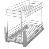 Stolmet Schrankauszug Schrankkorb mit Vollauszug Ausziehbare Küchenschublade mit Soft Close System Korbauszug für Küchenschrank Schrank mit Außenbreite von 50 cm 2 Ablagen 480 x 545 x 450 mm Silber