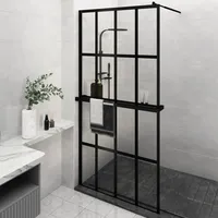 VidaXL Duschwand mit Ablage für Walk-In-Dusche Schwarz 118x190 cm