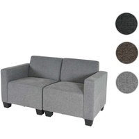 Modular 2-Sitzer Sofa Couch Lyon, Stoff/Textil ~ grau