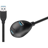 goobay 95918 USB 3.0 A / Verlängerungskabel mit Standfuss, Schwarz - USB 3.0-Stecker Typ 2x USB 3.0 Buchsen