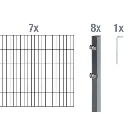 GAH Alberts Doppelstabmattenzaun Set 7 Matten 1,4 x 14 m anthrazit