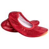Siegertreppchen Turnschläppchen Glitzer (Größe 40) Rot Gymnastikschuhe für Mädchen & Jungen - Ballettschuhe atmungsaktiv & rutschfest