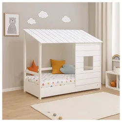 HTI-Living Hausbett Kinderbett 90x200 cm mit Dach und Fenster