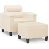 vidaXL vidaXL, Sessel mit Hocker Beige 60 Cm Mikrofasergewebe