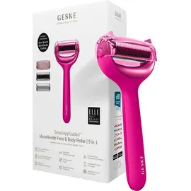 geske 9-In-1 Nadel-Mesotherapie-Roller für Gesicht und Körper Mit Anwendung (Magenta) & Body Roller & 9 in 1, pink
