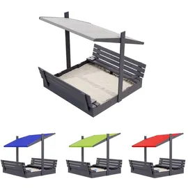 QLS Sandkasten 150 cm mit Sitzbank und grauem Dach