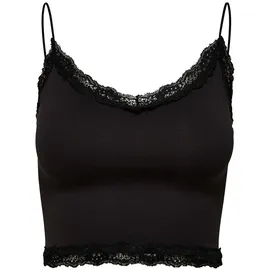 Only Damen Cropped-Top 3er Pack - ONLVICKY LACE SEAMLESS CROPPED TOP, Trägertop, Spitze Schwarz/Weiß/Beige L/XL