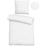 biberna Bettwäsche Musselin 0480500 Uni 1x 155x220 cm + 1x 80x80 cm, Weiss