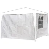 Linder Pavillon Gartenzelt Seitenwände Pavillon 3 x 2m weiß PE 2Stück 1x Doppelfenster, mit Befestigungsschlaufen weiß