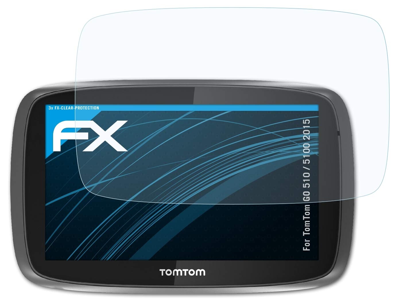 atFoliX Schutzfolie kompatibel mit TomTom GO 510/5100 2015 Folie, ultraklare FX Displayschutzfolie (3X)