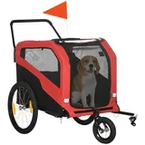 PawHut 2-in-1 Hundeanhänger, Fahrradanhänger Hundewagen mit Reflektoren, Rot