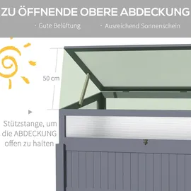 Outsunny Hochbeet Holz 120 x 54 x 122 cm Grau