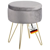 Albatros International Polsterhocker Albatros Hocker mit Stauraum Cannes Sitzhocker mit Stauraum, Modern (Grau, Samt), optimal als Fußhocker oder Hocker Schminktisch