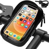 Fahrrad-rahmentasche Wasserdicht, 7 Zoll Fahrradtasche Lenker-handyhalterung Oberrohrtasche Lenkertasche Handyhalter Tpu-sensitivem Touchscreen-handytasche Mit Kopfhörerloch Für Mountainbikes, Schwarz