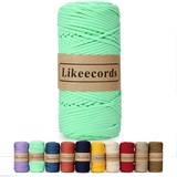 Likeecords Poliestere Corda 4mm x 130m,Cordino Per Borse Uncinetto,Polipropilene Macrame Corda intrecciata,Macramè Filo per Appendiabiti per Fiori, Home Decor (Verde fluorescente)