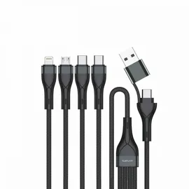 4smarts USB-C/A Multi-Ladekabel 4in2 1,2m, schwarz