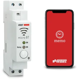 Vemer VE797200 MICRO BT - Astronomischer oder Stündlicher Zeitschaltuhr, Programmierung mit Bluetooth und APP, Montage DIN-Hutschiene, Weiß