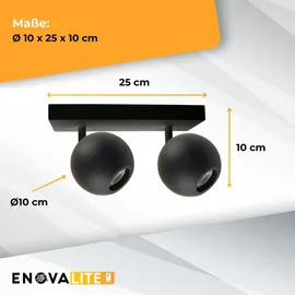 enovalite Deckenleuchte GLOBE, GU10-Fassung, IP20, Ø10cm, 2 flammig, schwarz