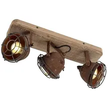 QAZQA Gina 3-flg. Deckenspot rostbraun mit Holz