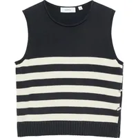 Comma, Stricktop mit Zierknöpfen Blau/Creme 36
