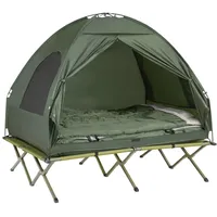 SoBuy Feldbett 4in1-Zelt mit Campingliege 2 Persone Grün OGS32-L-GR