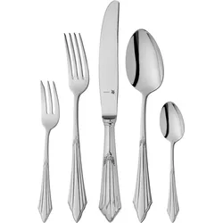 Besteck-Set WMF "Fächer", grau (edelstahl), 66 tlg., Cromargan Edelstahl Rostfrei, Essbesteck-Sets, ergonomisch, Cromargan protect
