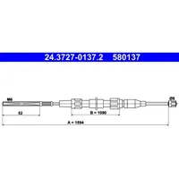 ATE Handbremsseil Vorne 24.3727-0137.2 für VW Polo Derby |