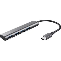 Trust Halyx-4-port 1+4 Port USB-C® (USB 3.2 Gen 2) Multiport Hub Dunkelgrau