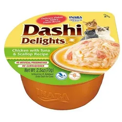 Inaba DASHI Ergänzungsfuttermittel für Katzen - Brühe mit Huhn- und Thunfischgeschmack 70 g